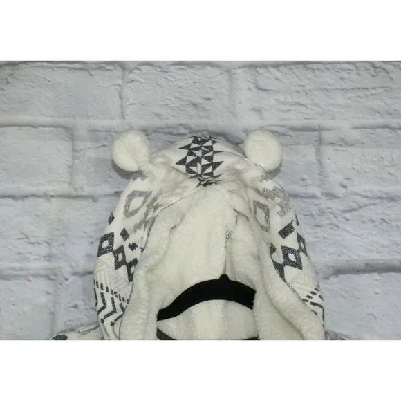 VICTORIA'S SECRET White Snowflakes Fleece Hooded Cozy Jumpsuit Size L - Picture 3 of 9